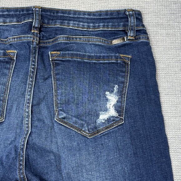 KanCan Womens Blue Distressed Denim Jeans Skinny Leg Mid Rise Size 13/30 - Picture 7 of 13